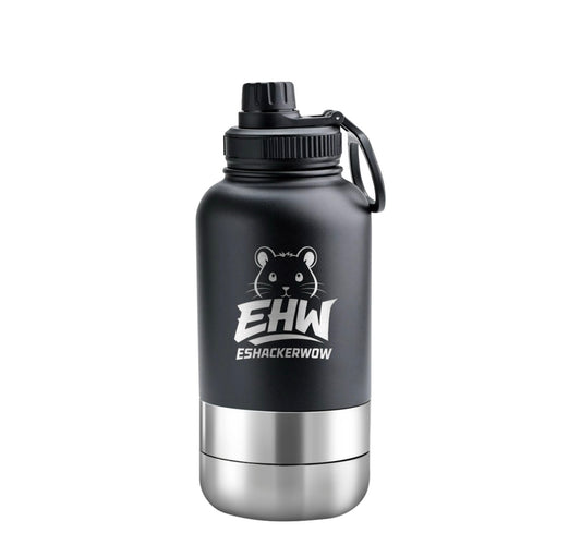ESHACKERWOW™ 3-in-1 Adventure Bottle | Insulated Water Bottle with Food & Water Bowls for Pets, Hiking, Gym, Travel & Everyday Use