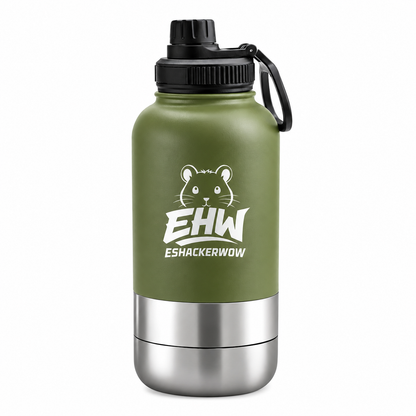 ESHACKERWOW™ 3-in-1 Adventure Bottle | Insulated Water Bottle with Food & Water Bowls for Pets, Hiking, Gym, Travel & Everyday Use