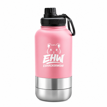 ESHACKERWOW™ 3-in-1 Adventure Bottle | Insulated Water Bottle with Food & Water Bowls for Pets, Hiking, Gym, Travel & Everyday Use