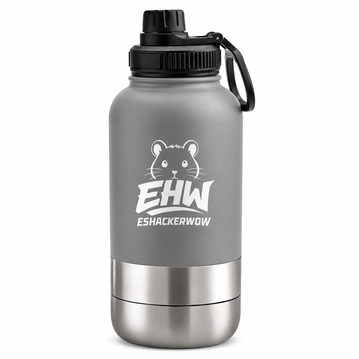 ESHACKERWOW™ 3-in-1 Adventure Bottle | Insulated Water Bottle with Food & Water Bowls for Pets, Hiking, Gym, Travel & Everyday Use