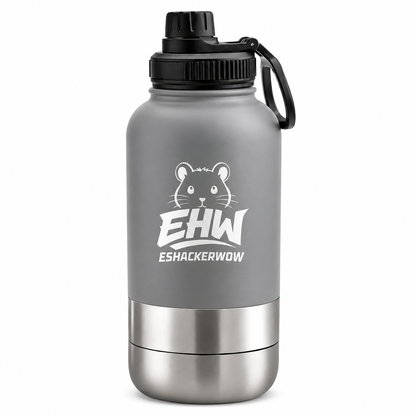 ESHACKERWOW™ 3-in-1 Adventure Bottle | Insulated Water Bottle with Food & Water Bowls for Pets, Hiking, Gym, Travel & Everyday Use