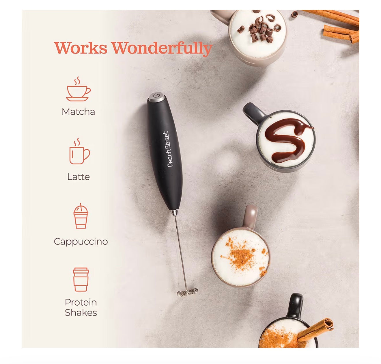 Powerful Handheld Milk Frother – Battery Operated Mini Drink Mixer