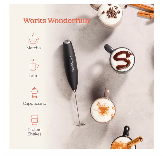 Powerful Handheld Milk Frother – Battery Operated Mini Drink Mixer