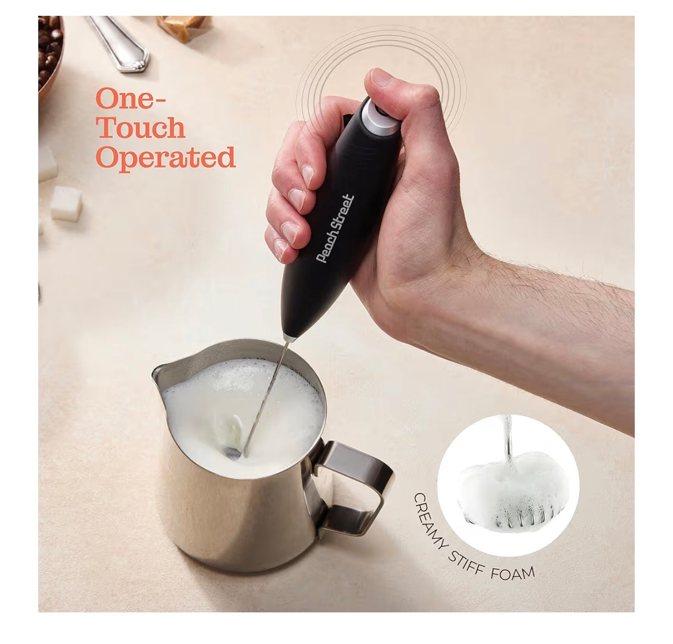 Powerful Handheld Milk Frother – Battery Operated Mini Drink Mixer