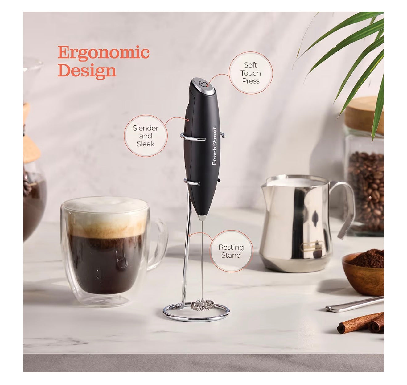 Powerful Handheld Milk Frother – Battery Operated Mini Drink Mixer