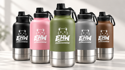 ESHACKERWOW 3-in-1 insulated pet water bottle in five colors