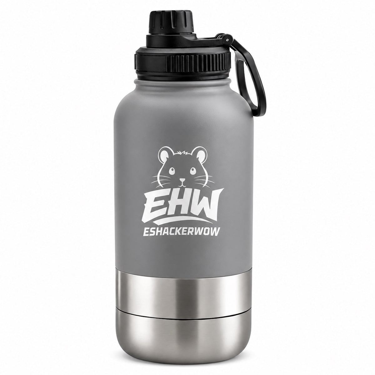 Gray ESHACKERWOW 3-in-1 insulated pet water bottle