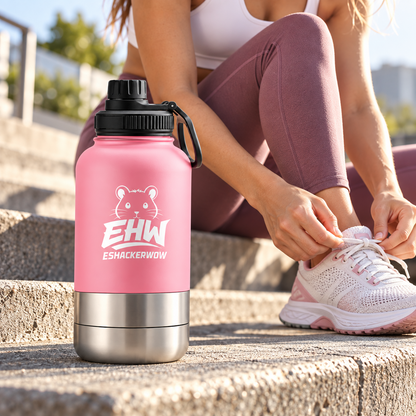 Pink ESHACKERWOW bottle during outdoor training